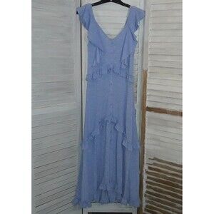 Ruffled Tiered Maxi Size XS Sleeveless Full Button Front